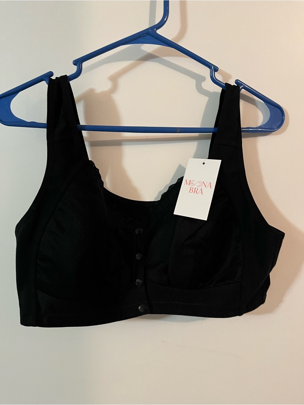 Moona Bra 2XL Black Front-Closure snap Comfort Bra